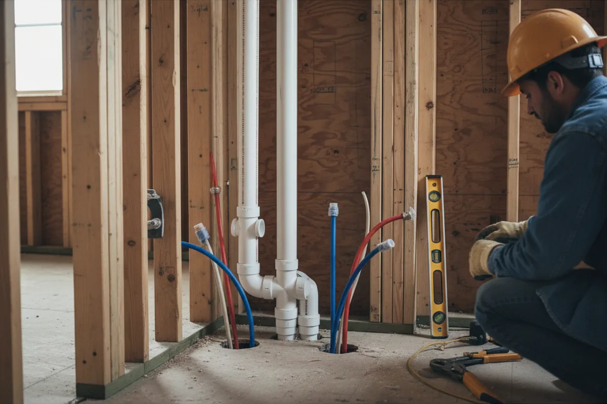 Drain and supply rough-in during Leak Detection in Cambria Heights
